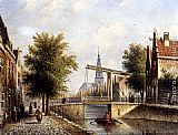 Amsterdam Paintings - Capricio Sunlit Townviews In Amsterdam (Pic 2) by Johannes Franciscus Spohler